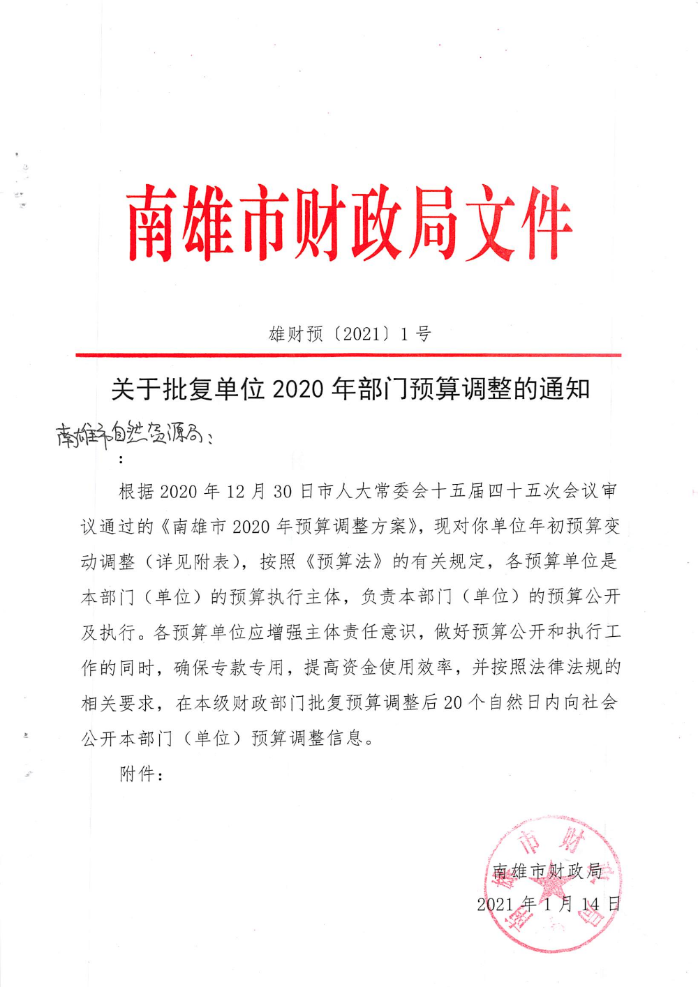 关于批复单位2020年部门预算调整的通知.jpg