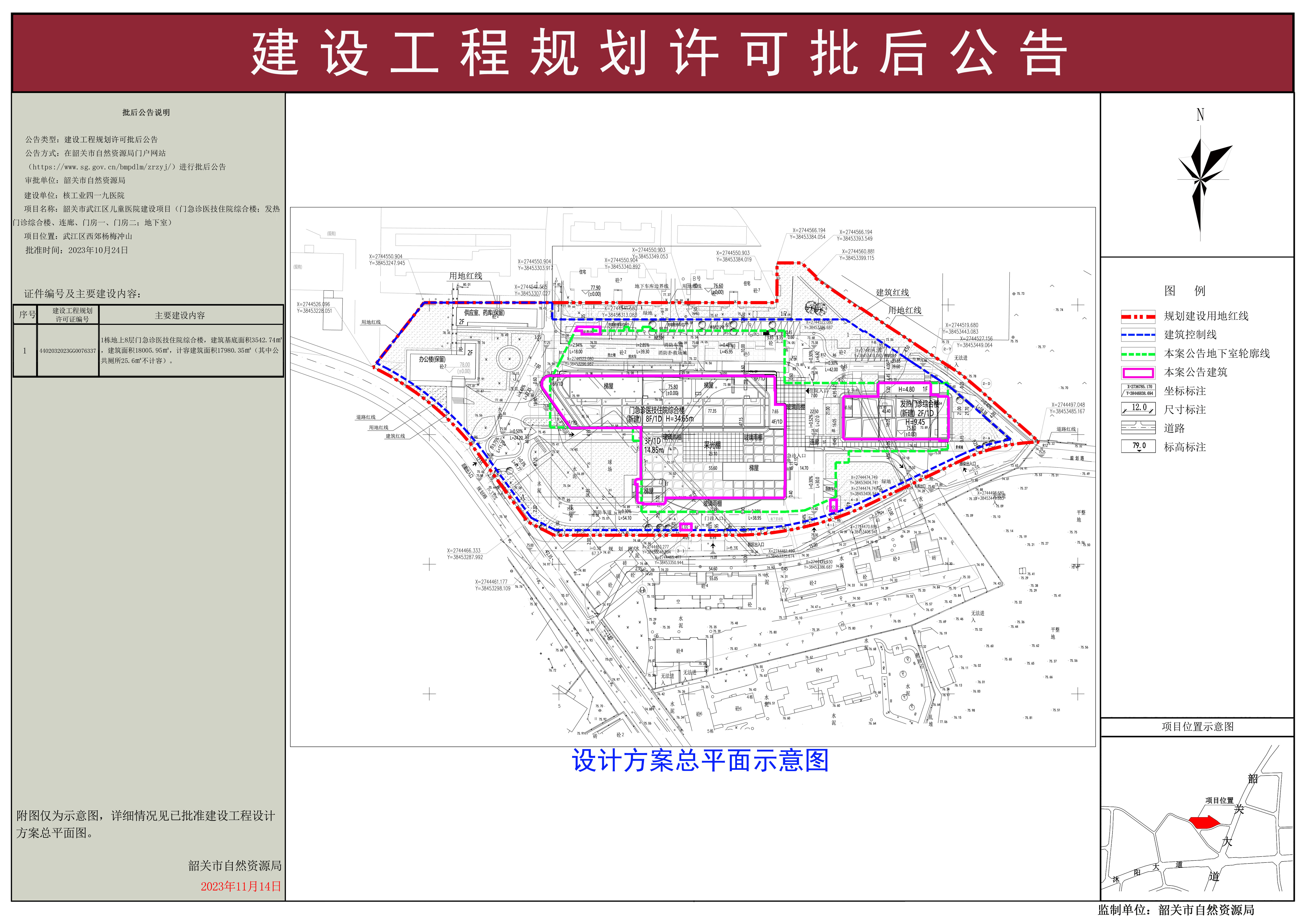 韶关市武江区儿童医院建设项目（门急诊医技住院综合楼；发热门诊综合楼、连廊、门房一、门房二；地下室）建设工程规划许可证批后公告.jpg