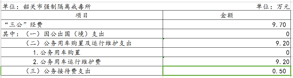 2019年韶关市强制隔离戒毒所财政拨款“三公”经费决算公开.png