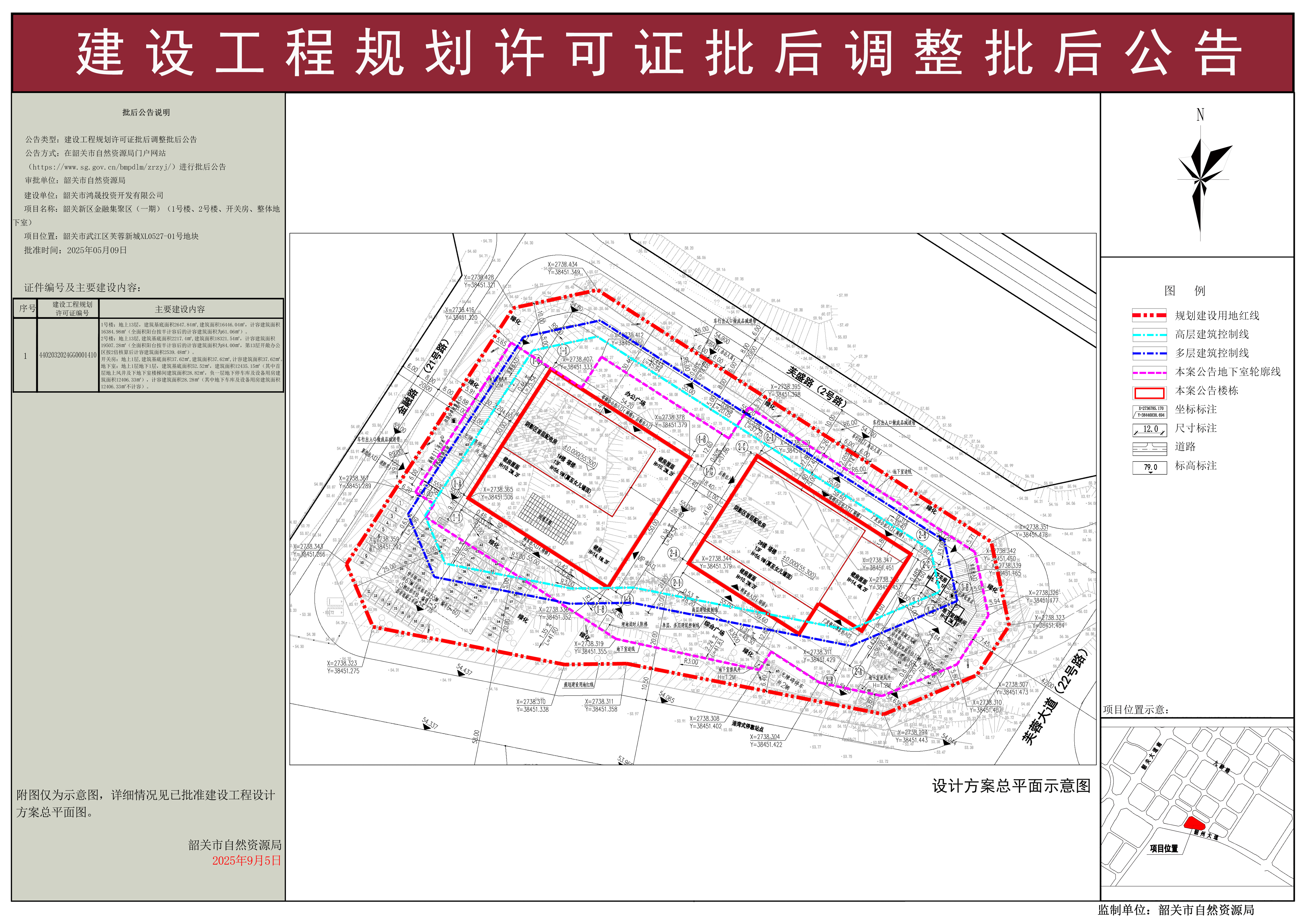 韶关新区金融集聚区（一期）（1号楼、2号楼、开关房、整体地下室）建设项目规划许可证批后调整批后公告.jpg