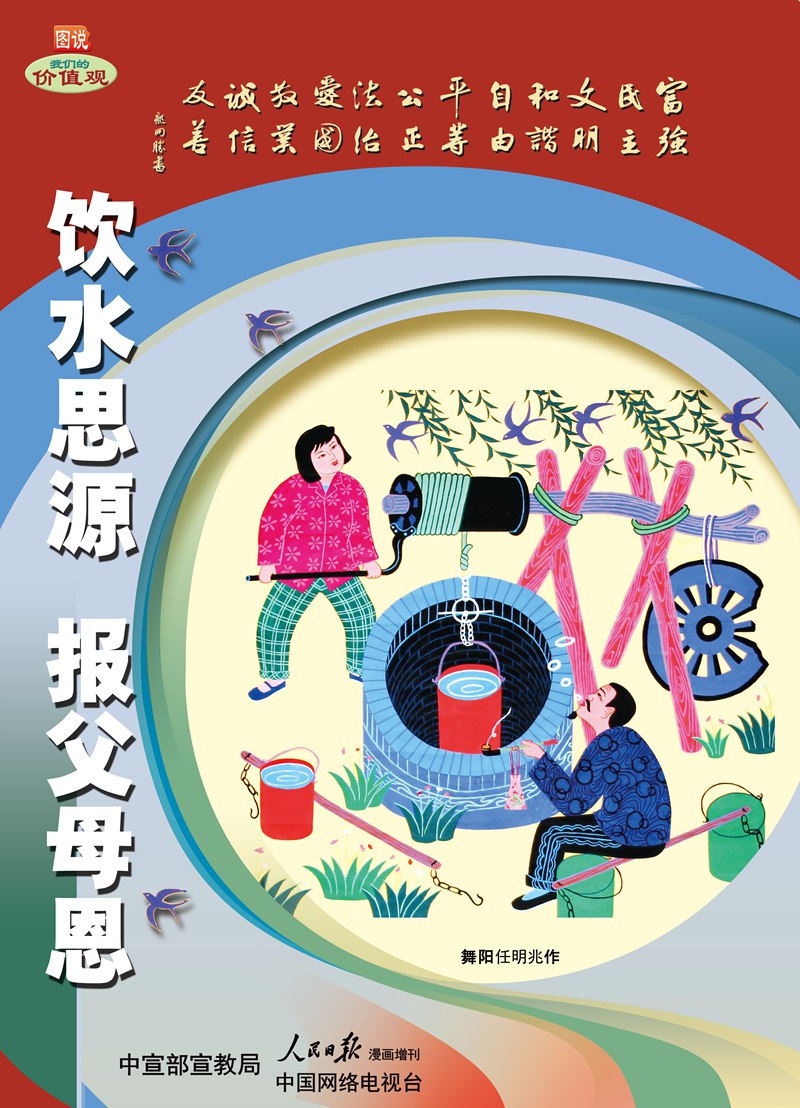 图说我们的价值观公益广告饮水思源报父母恩
